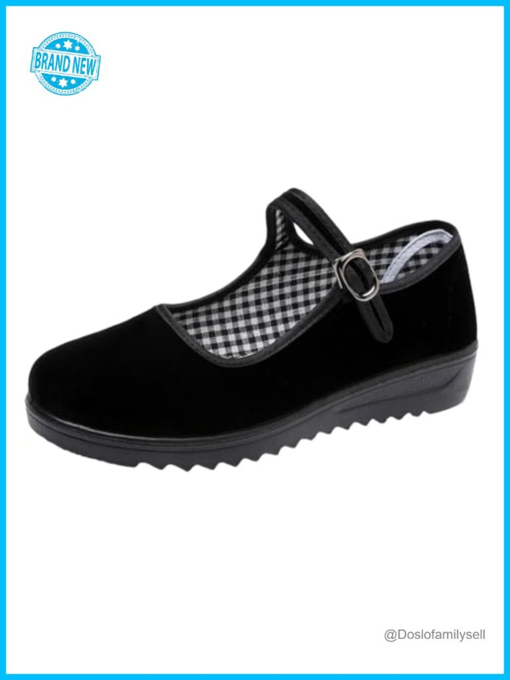 Velvet Mary Jane Flats for Women Non Slip Comfortable Walking Shoes